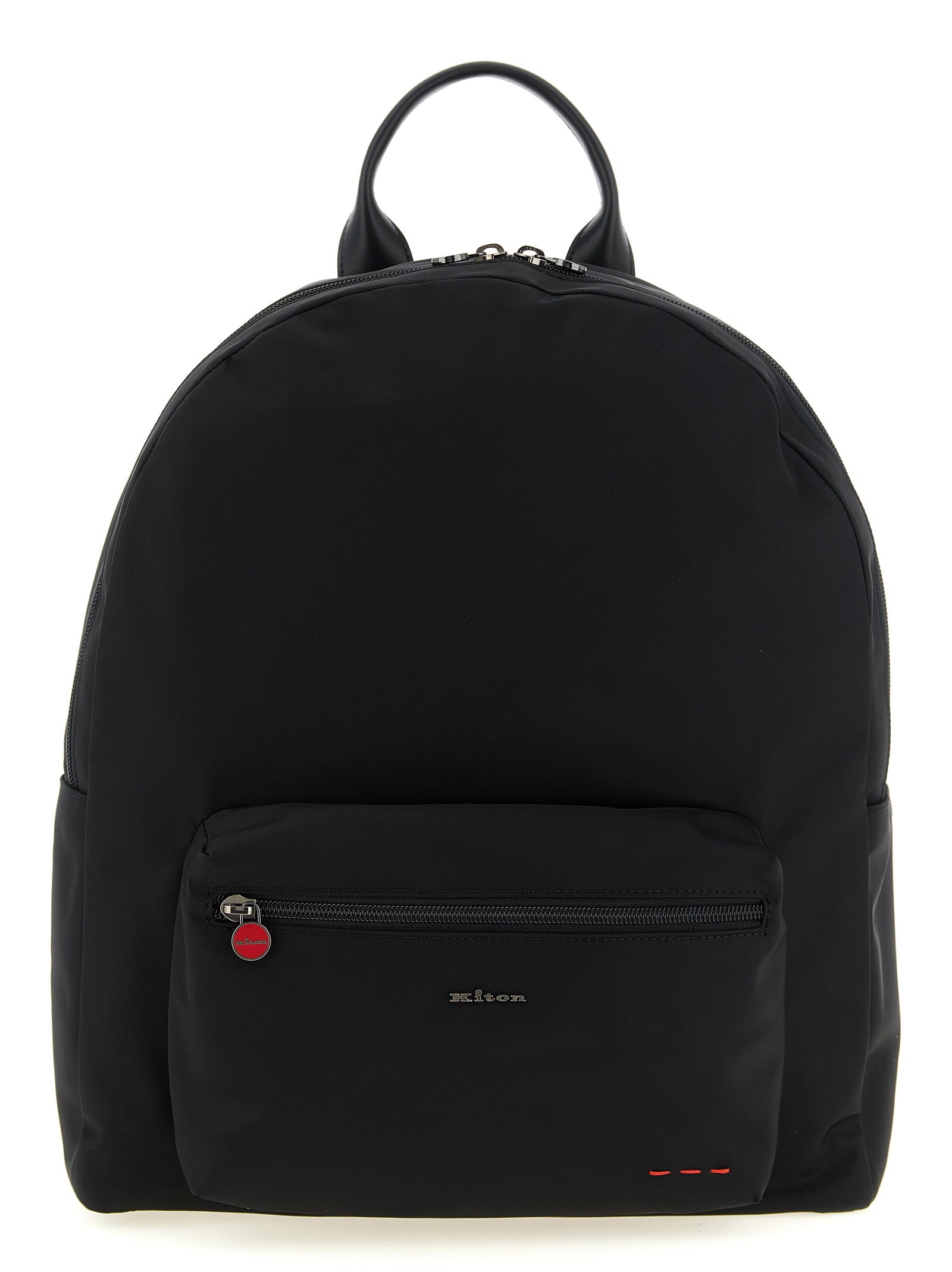 Backpack by Kiton for men in polyamide leather & canvas black & red features a effortlessly chic Polyamide Leather & Canvas Backpack design, showcasing a secure zipper, ample external-pockets, and versatile handle, backpack-strap & adjustable-strap for a effortlessly chic finish.