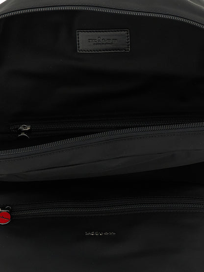 Backpack by Kiton for men in polyamide leather & canvas black & red features a utilitarian chic Polyamide Leather & Canvas Backpack design with a secure zipper, ample external-pockets, and versatile handle, backpack-strap & adjustable-strap for a utilitarian chic finish.