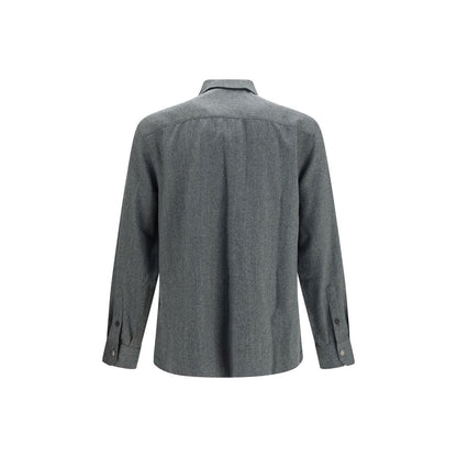 Dress Shirt by Brunello Cucinelli for men in virgin wool gray features an architectural silhouette with a refined and elegant for a architectural look.