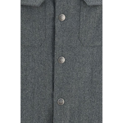 Dress Shirt by Brunello Cucinelli for men in virgin wool gray features an polished silhouette, showcasing a sophisticated and detail for a truly polished finish.