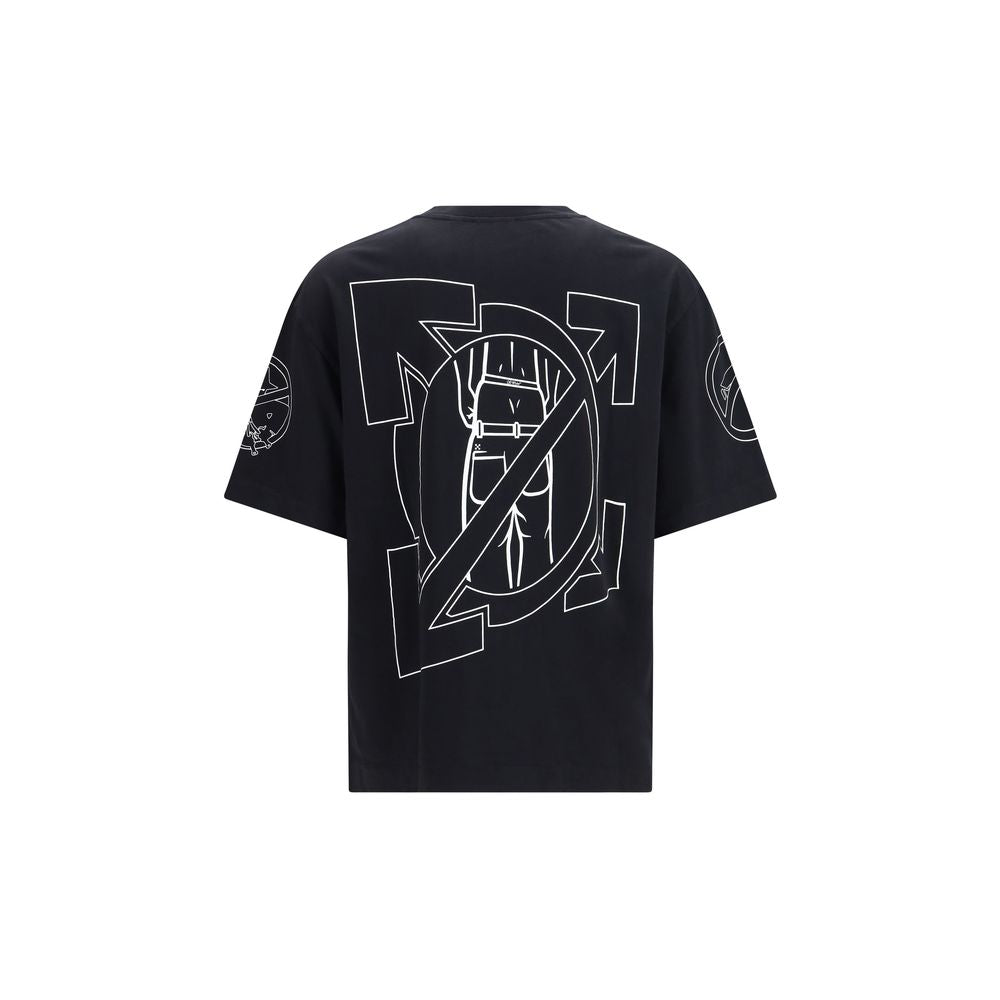Activewear T-Shirt by Off-White for men in cotton black, white & print features an contemporary design with , a length, and a contemporary crew neckline.