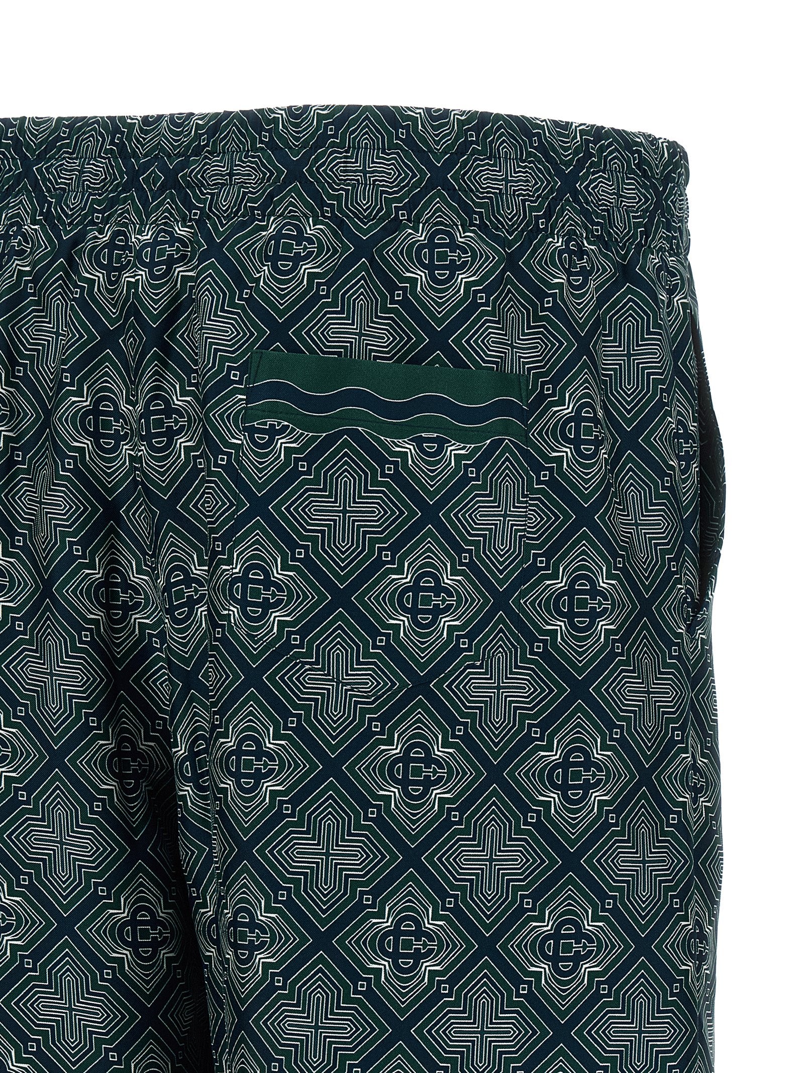 Bermuda Shorts by Casablanca for men in silk dark-green, multicolor, navy, patterned & monogram showcases a on trend silhouette, featuring a tailored relaxed-fit with a classic short and sophisticated for a on trend finish.