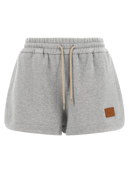 Fendi Women's Leather & Cotton Bermuda Shorts - Gray
