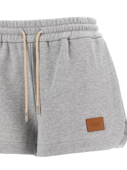 Fendi Women's Leather & Cotton Bermuda Shorts - Gray