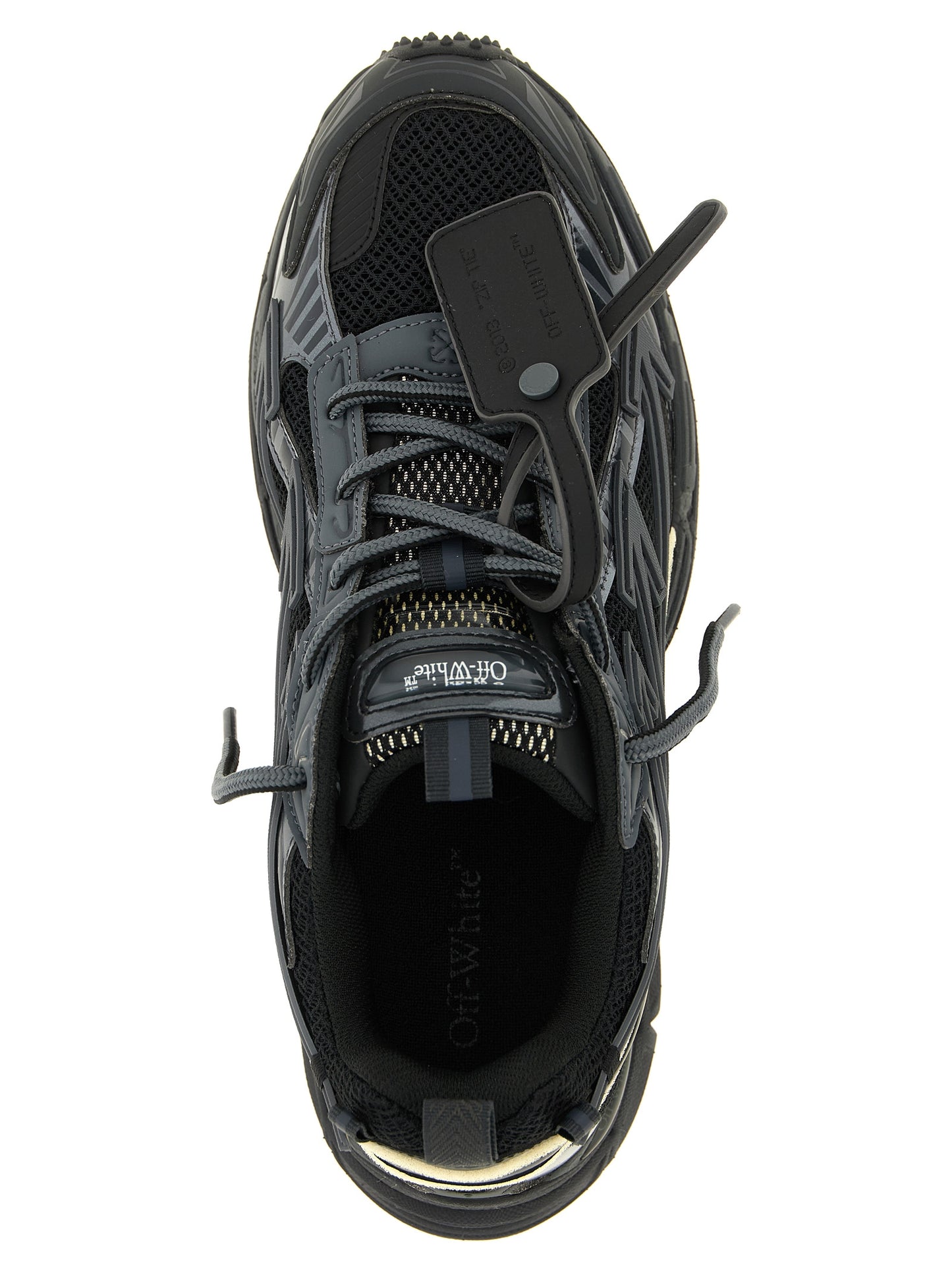 Athletic Sneakers by Off-White for men in polyamide polyethylene & polyurethane black, gold, white & signature features an effortless chic silhouette, showcasing the signature athletic style of the Men's Athletic Polyamide Polyethylene & Polyurethane Sneakers collection with a truly effortless chic finish.