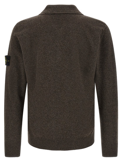 Stone Island Brown Virgin Wool Polo Shirt