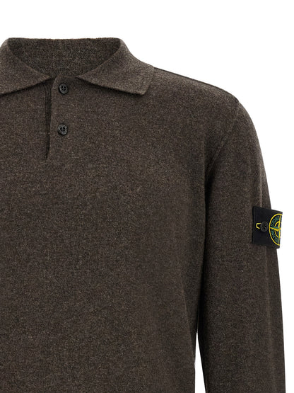 Stone Island Brown Virgin Wool Polo Shirt