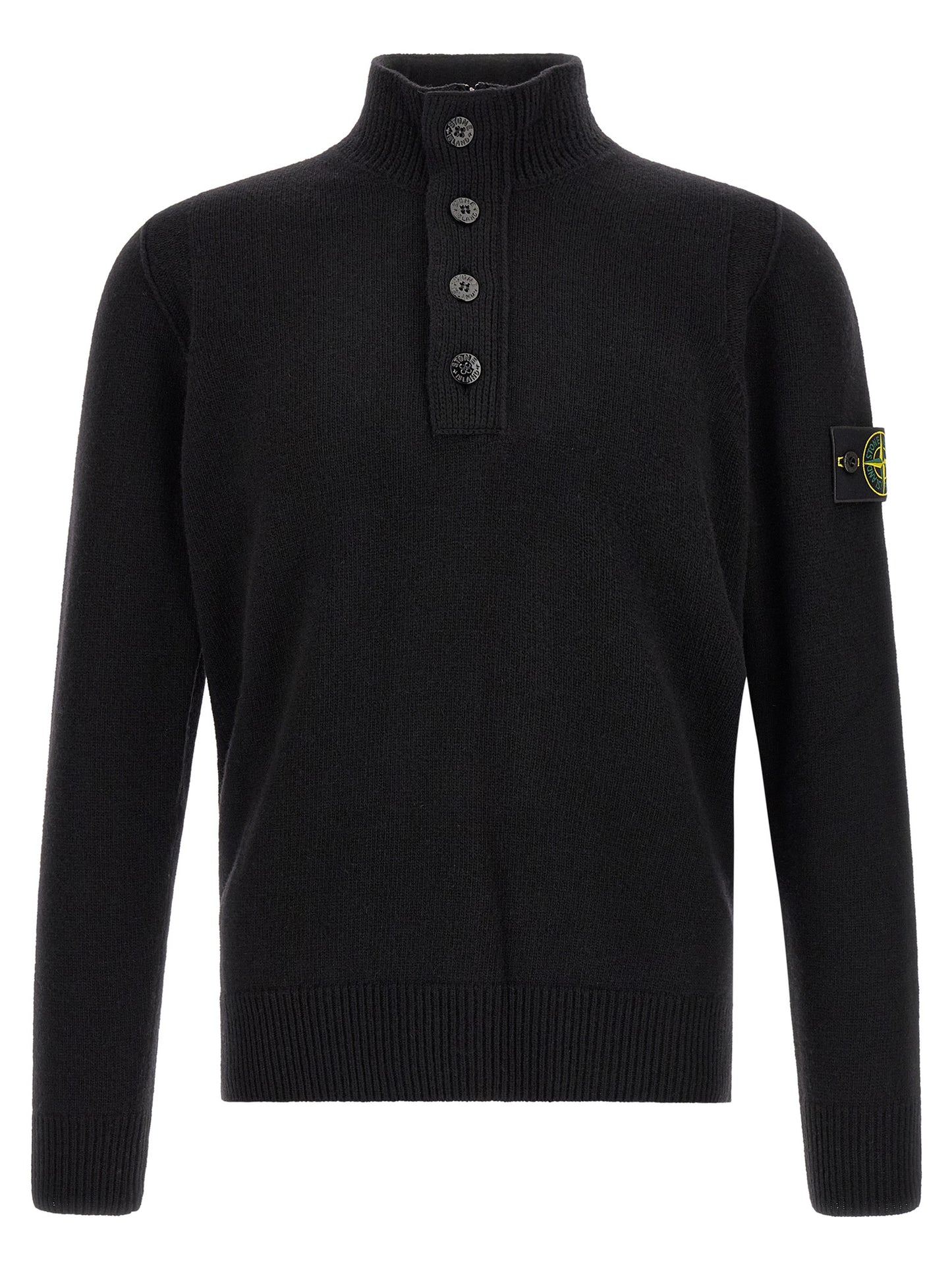 Stone Island Black Virgin Wool Cardigan