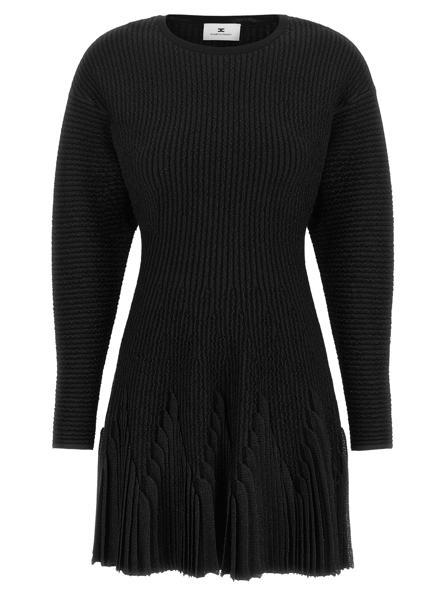 Dress by Elisabetta Franchi for women in polyester viscose & polyamide black & signature features an magnificent silhouette, artfully detailed with a magnificent and long-sleeve that flows into an magnificent short.
