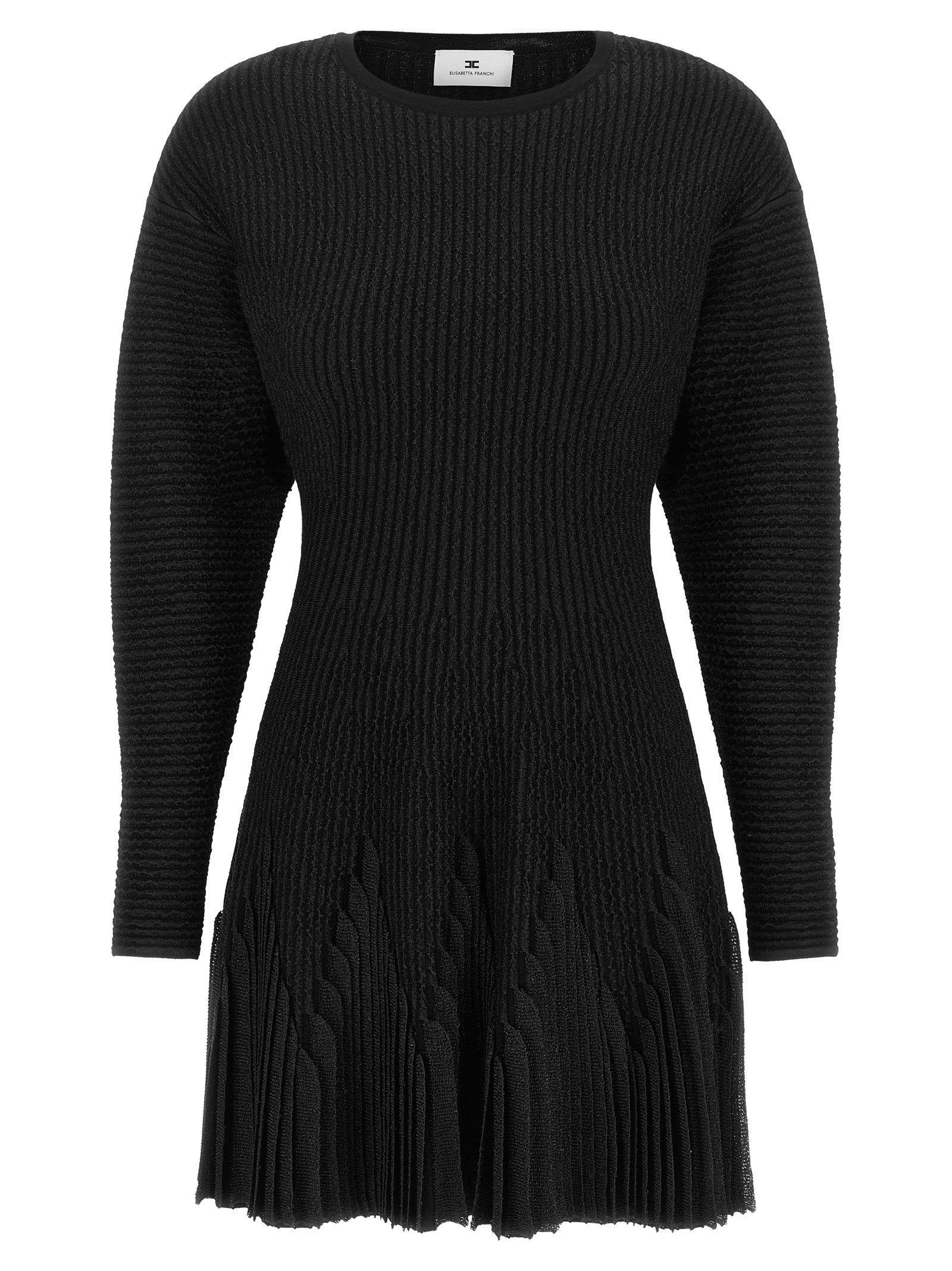 Dress by Elisabetta Franchi for women in polyester viscose & polyamide black & signature features an magnificent silhouette, artfully detailed with a magnificent and long-sleeve that flows into an magnificent short.