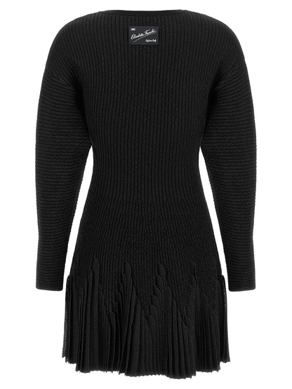 Dress by Elisabetta Franchi for women in polyester viscose & polyamide black & signature showcases a striking silhouette, elegantly detailed with a , refined , and a striking short for a striking finish.