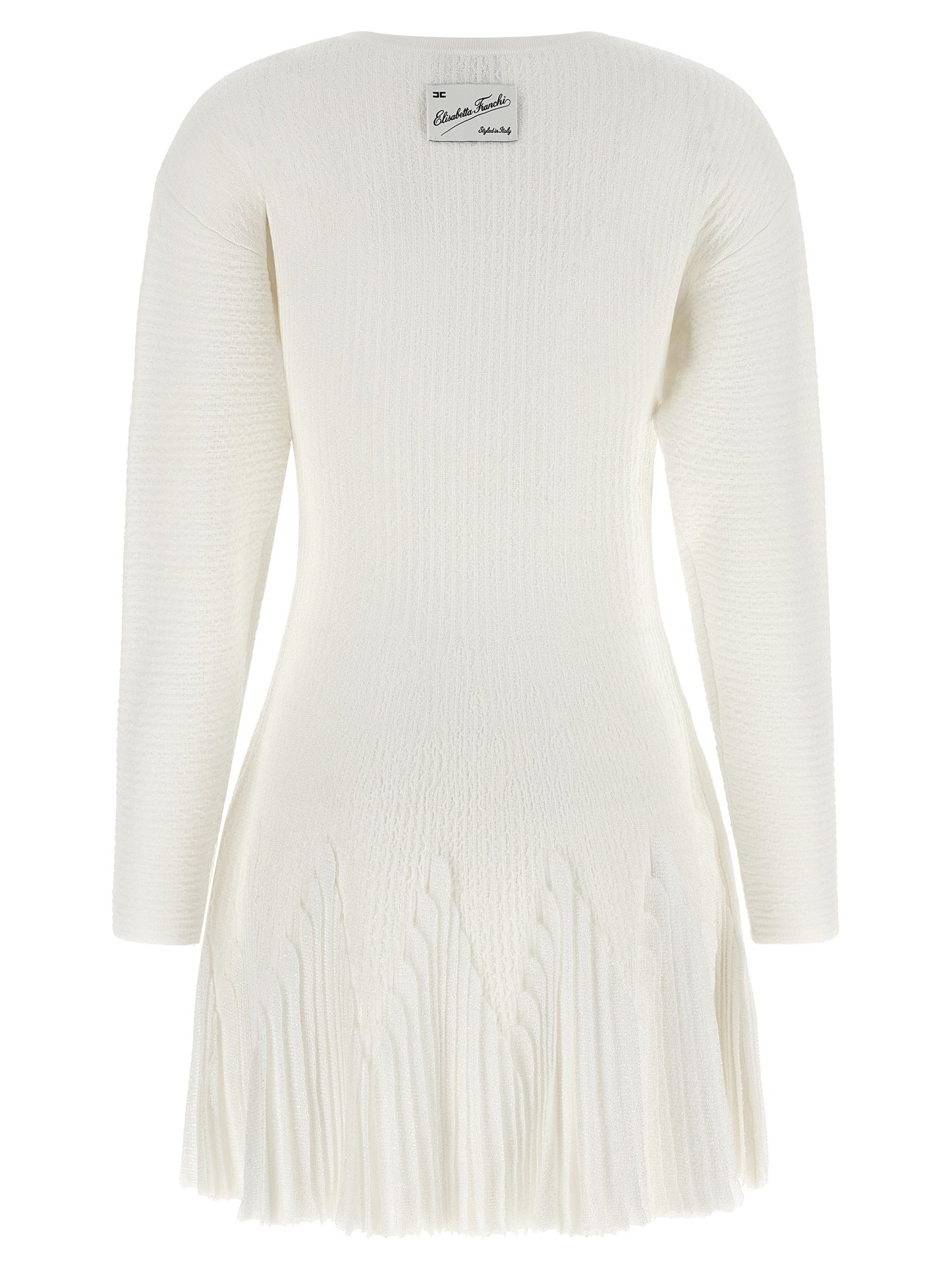Dress by Elisabetta Franchi for women in polyamide polyester viscose white, patterned & signature features an sultry silhouette defined by a and , falling to an sultry short for a sultry look.