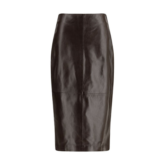 Skirt by Arma for women in leather brown & patterned features a captivating silhouette, showcasing the captivating Women's Leather Long Skirt design with a sophisticated long for a captivating look.