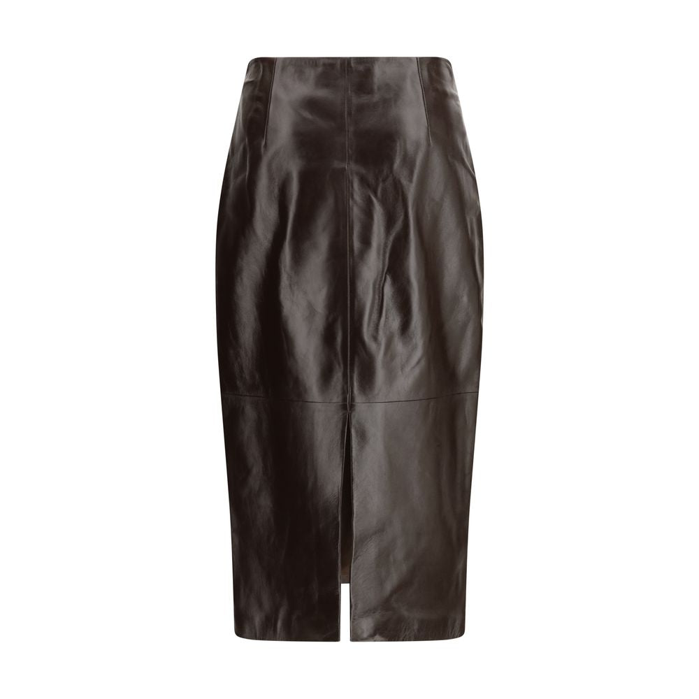 Skirt by Arma for women in leather brown & patterned features an tailored silhouette, artfully capturing the essence of Women's Leather Long Skirt in a sophisticated long.