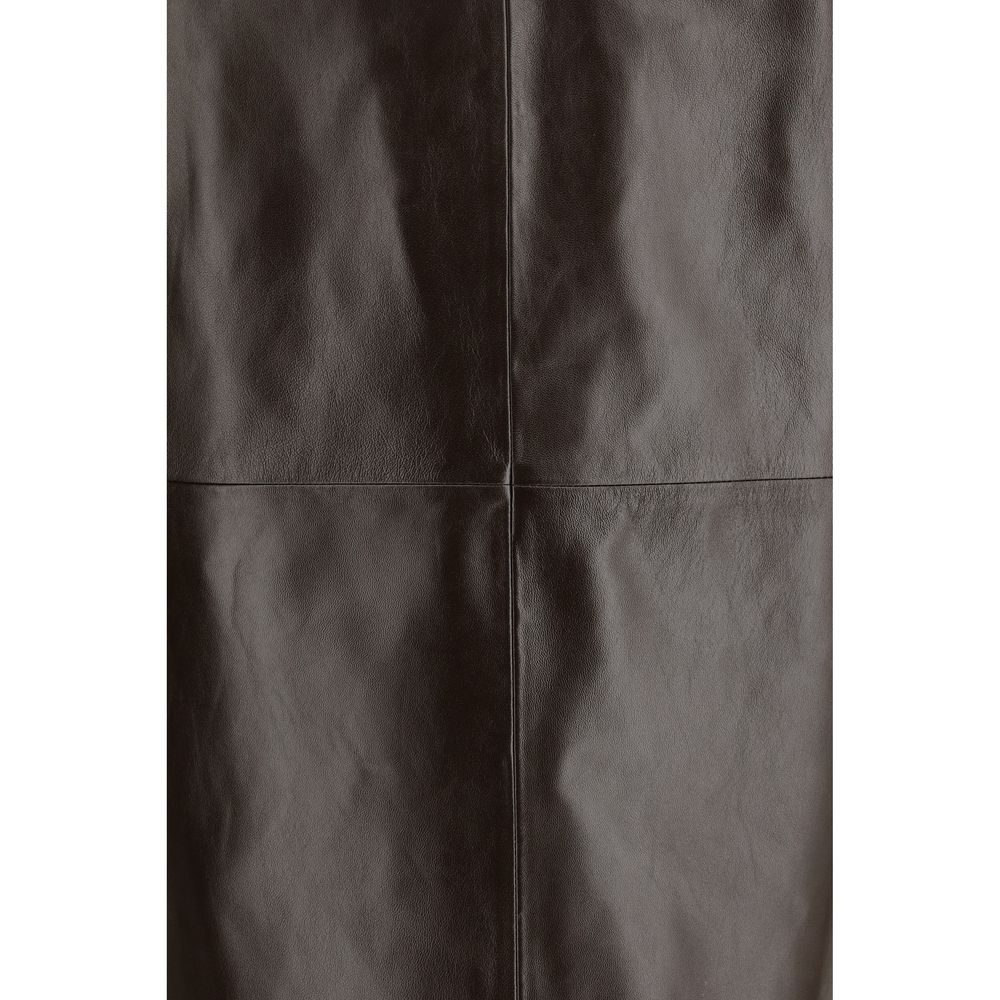 Skirt by Arma for women in leather brown & patterned showcases a sultry silhouette, elegantly defined by its long and the sophisticated sultry design of the Women's Leather Long Skirt.