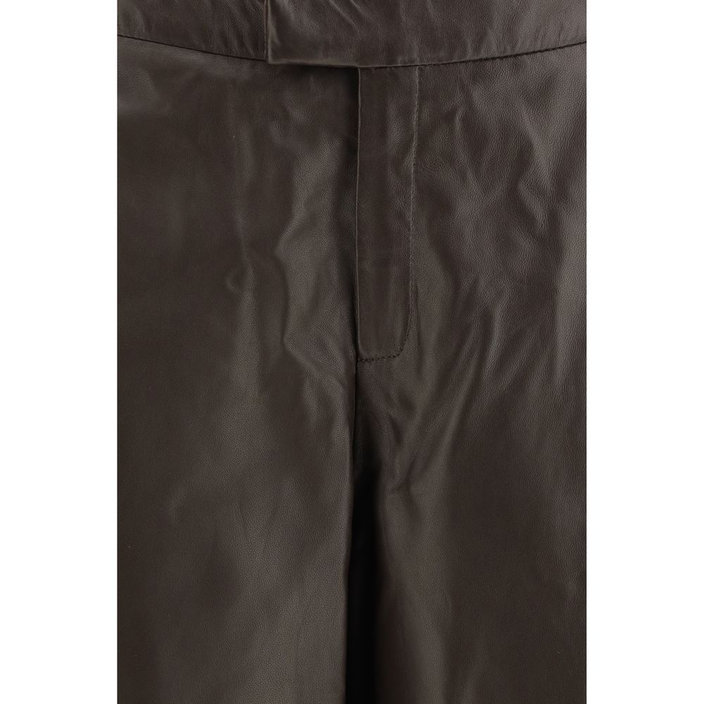 Pants by Arma for women in leather brown features an understated silhouette, showcasing a sophisticated regular-fit and long with a refined for an understated, polished aesthetic.