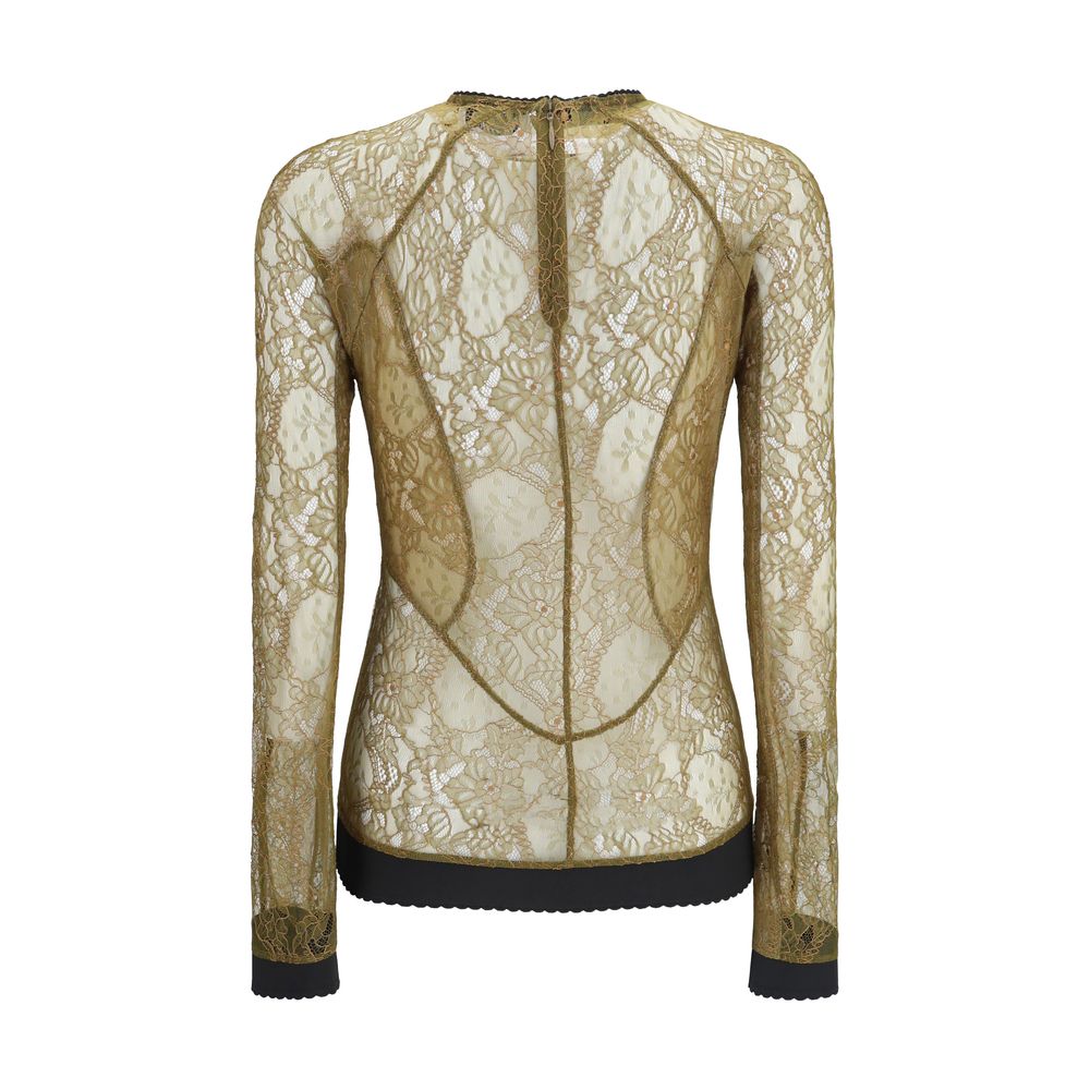 Blouse by The Attico for women in polyamide viscose bicolour & olive features an polished silhouette, showcasing a sophisticated round neckline and detail for a truly polished finish.