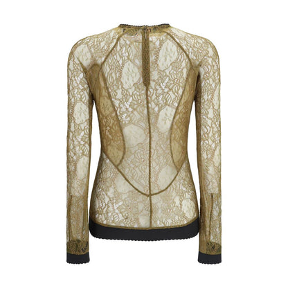 Blouse by The Attico for women in polyamide viscose bicolour & olive features an polished silhouette, showcasing a sophisticated round neckline and detail for a truly polished finish.