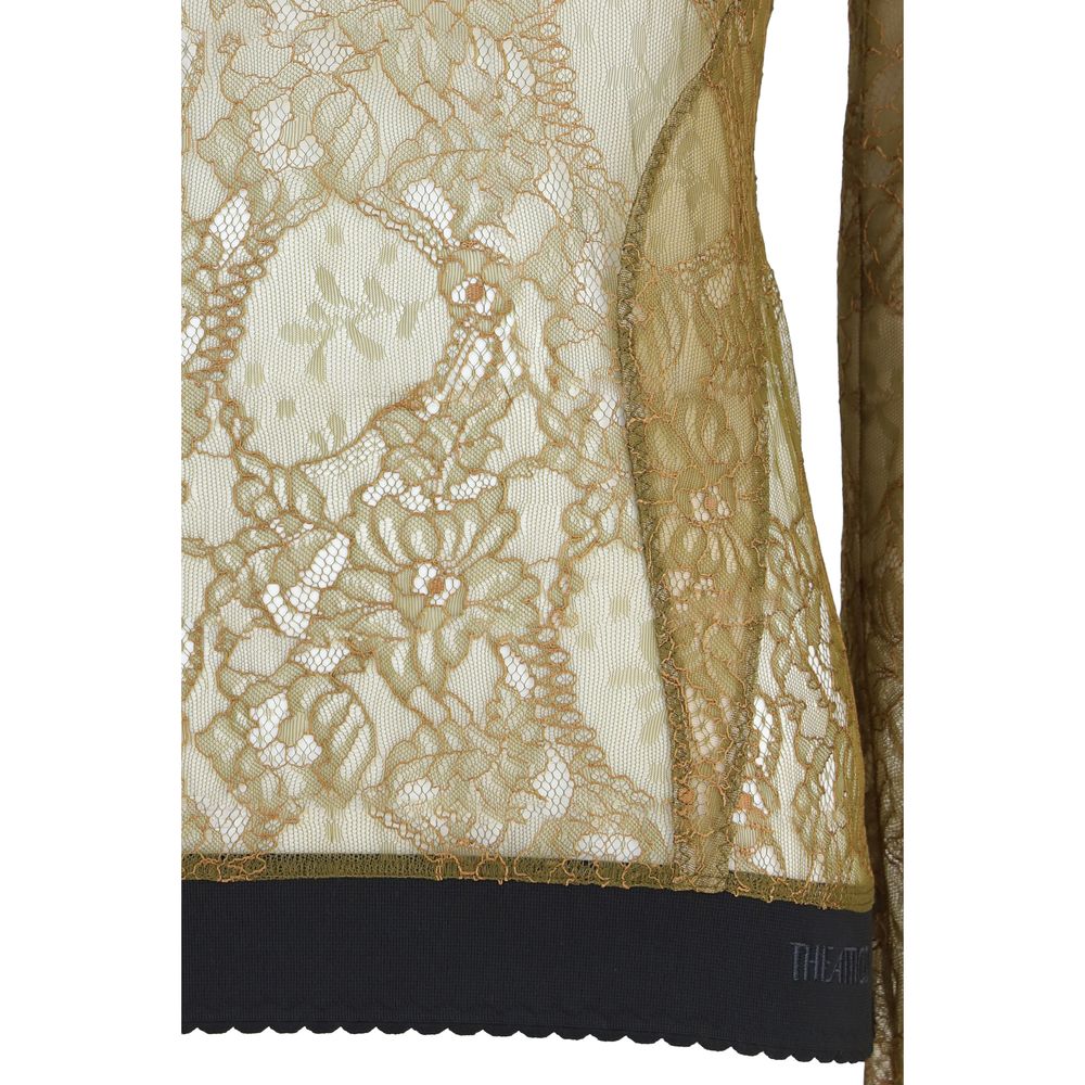 Blouse by The Attico for women in polyamide viscose bicolour & olive showcases a sleek silhouette, elegantly detailed with a sleek and for a sleek finish.