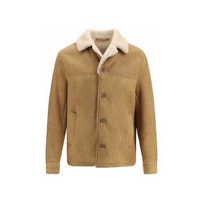 Overcoat by Salvatore Santoro for men in leather & fur brown features a contemporary silhouette showcasing a contemporary shirt-collar neckline and refined pockets for a sophisticated finish.