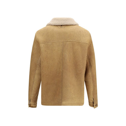 Overcoat by Salvatore Santoro for men in leather & fur brown presents a luxurious silhouette, showcasing a luxurious shirt-collar neckline and sophisticated pockets for a premium, luxurious look.