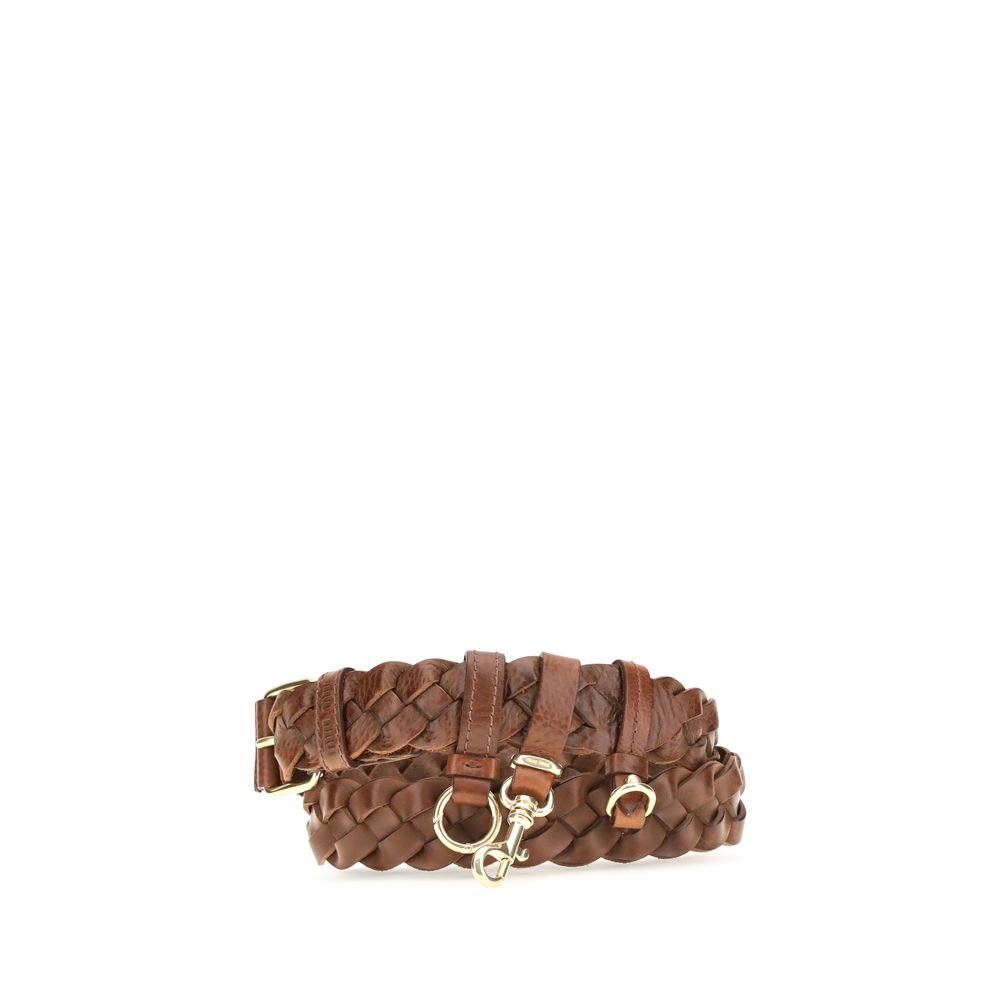 Belt by Miu Miu for women in bos taurus calf leather brown features an artisanal silhouette, showcasing the artisanal craftsmanship of the Bos Taurus Calf Leather Belt collection for a artisanal finish.