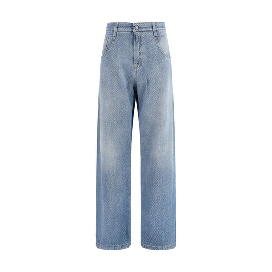 Jeans by Ermanno Scervino for women in denim cotton blue & patterned presents a tailored silhouette, showcasing a tailored relaxed-fit, regular-fit & wide and long cut with a refined for a truly tailored aesthetic.