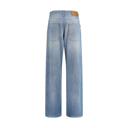 Jeans by Ermanno Scervino for women in denim cotton blue & patterned features an sophisticated and relaxed-fit, regular-fit & wide with a precise long, creating a sophisticated and sophisticated silhouette.