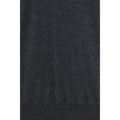 Sweater by Giorgio Armani for men in cashmere & capra leather gray & natural showcases a sumptuous silhouette, artfully finished with a sumptuous turtle high-neck neckline and for a sophisticated, sumptuous look.