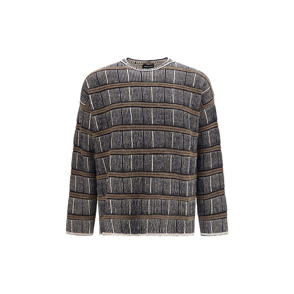 Sweatshirt by Giorgio Armani for men in polyamide silk & virgin alpaca wool blue, patterned & striped features a unrivaled silhouette with a refined crew neckline and unrivaled detailing for a sophisticated look.