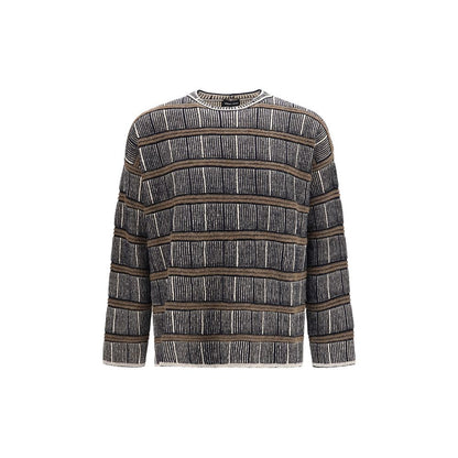 Sweatshirt by Giorgio Armani for men in polyamide silk & virgin alpaca wool blue, patterned & striped features a unrivaled silhouette with a refined crew neckline and unrivaled detailing for a sophisticated look.