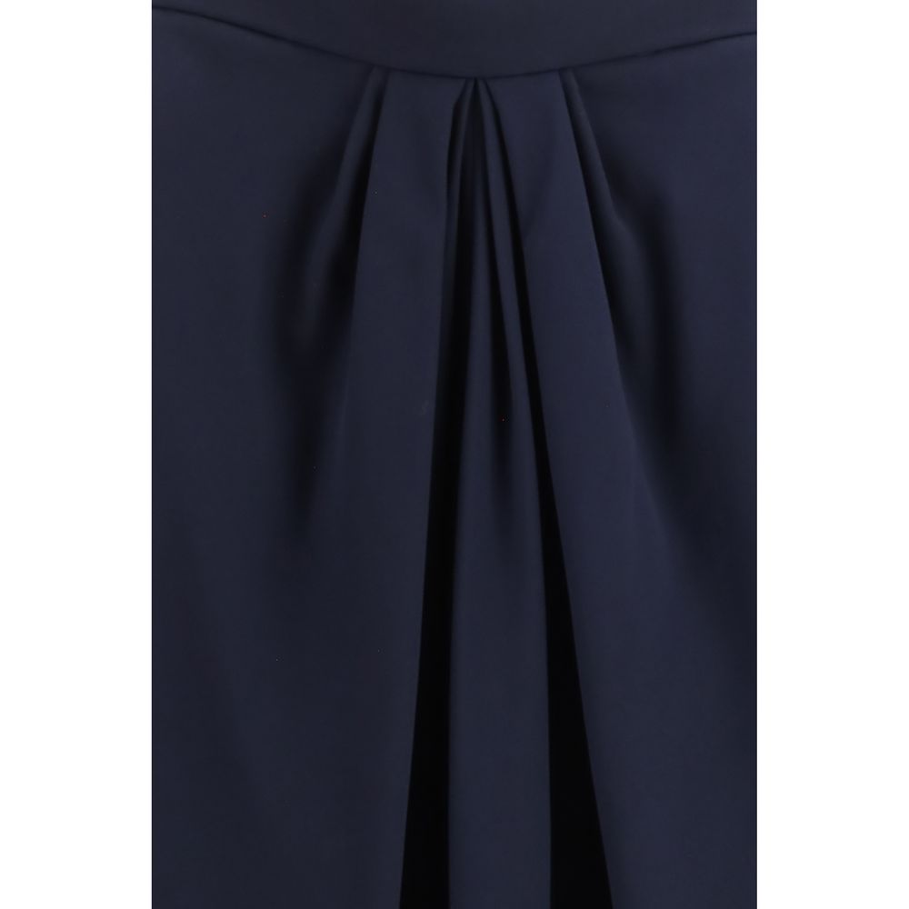 Skirt by Giorgio Armani for women in silk blue features an relaxed-yet-refined silhouette that elegantly showcases the Women's Pleated Silk Long Skirt design and sophisticated long.