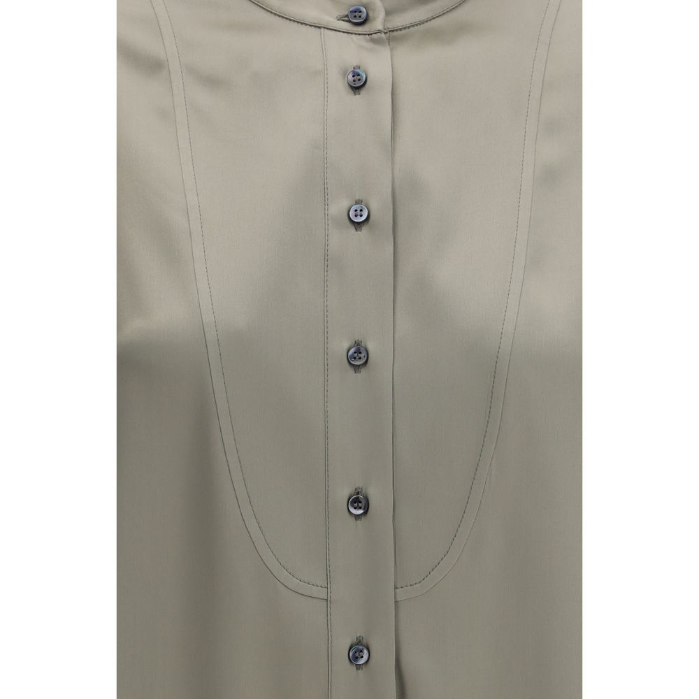 Shirt by Brunello Cucinelli for women in silk bicolour & signature presents a discerning silhouette, showcasing a sophisticated and for a truly discerning finish.