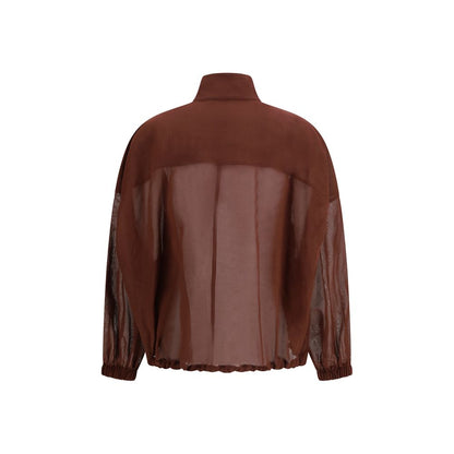 Sweatshirt by Brunello Cucinelli for women in cotton multicolor features an provocated silhouette, detailed with a provocated and a refined stand-collar neckline for a sophisticated aesthetic.