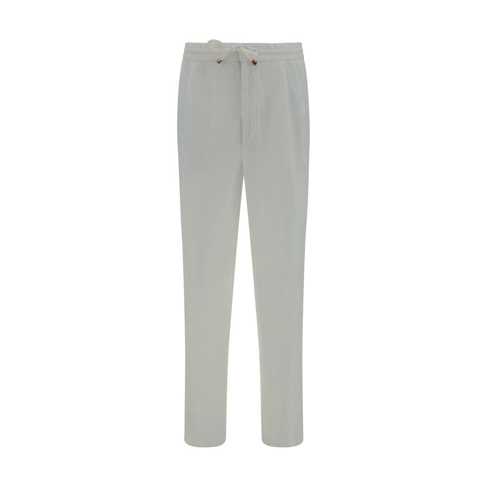 Casual Pants by Brunello Cucinelli for men in linen white features a refined silhouette with a refined regular-fit, defined by a and a refined long for a refined finish.