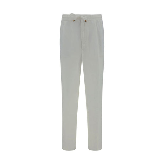 Casual Pants by Brunello Cucinelli for men in linen white features a refined silhouette with a refined regular-fit, defined by a and a refined long for a refined finish.