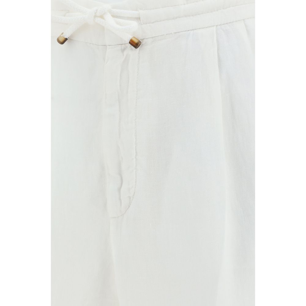 Casual Pants by Brunello Cucinelli for men in linen white presents a tailored silhouette, showcasing a tailored regular-fit and long cut with a refined for a truly tailored aesthetic.