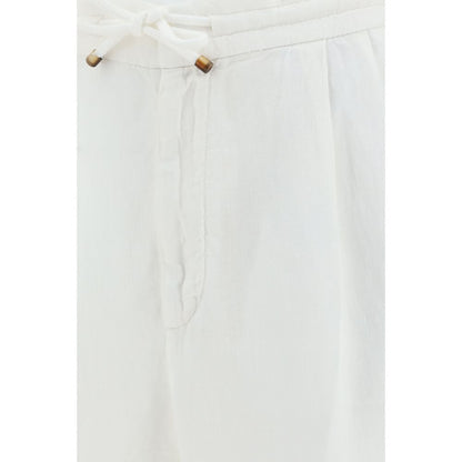 Casual Pants by Brunello Cucinelli for men in linen white presents a tailored silhouette, showcasing a tailored regular-fit and long cut with a refined for a truly tailored aesthetic.