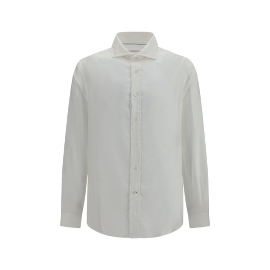 Dress Shirt by Brunello Cucinelli for men in lyocell & cotton white & patterned, featuring a nuanced and nuanced for a sophisticated finish.