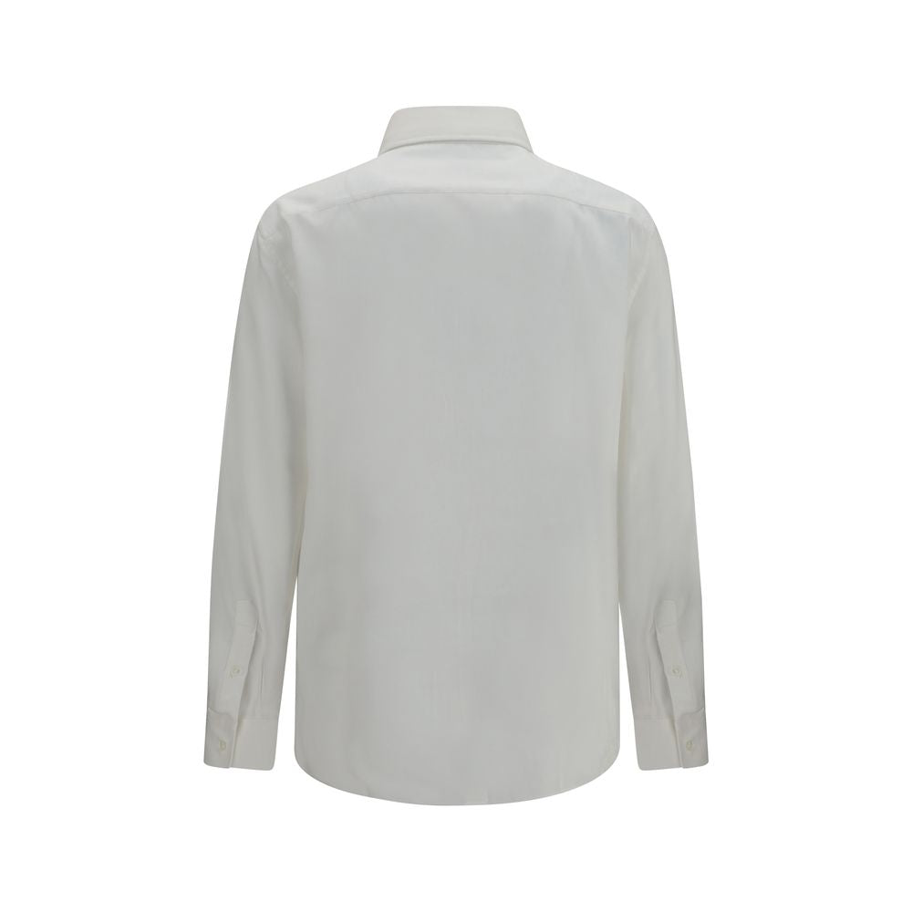 Dress Shirt by Brunello Cucinelli for men in lyocell & cotton white & patterned features an polished silhouette, showcasing a sophisticated and detail for a truly polished finish.