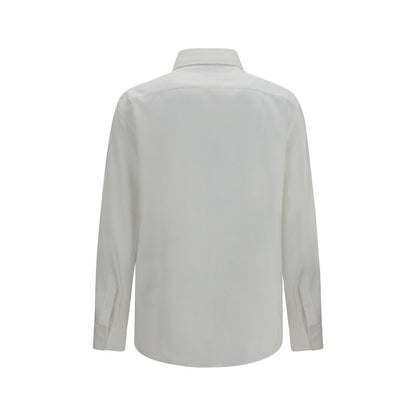 Dress Shirt by Brunello Cucinelli for men in lyocell & cotton white & patterned features an polished silhouette, showcasing a sophisticated and detail for a truly polished finish.
