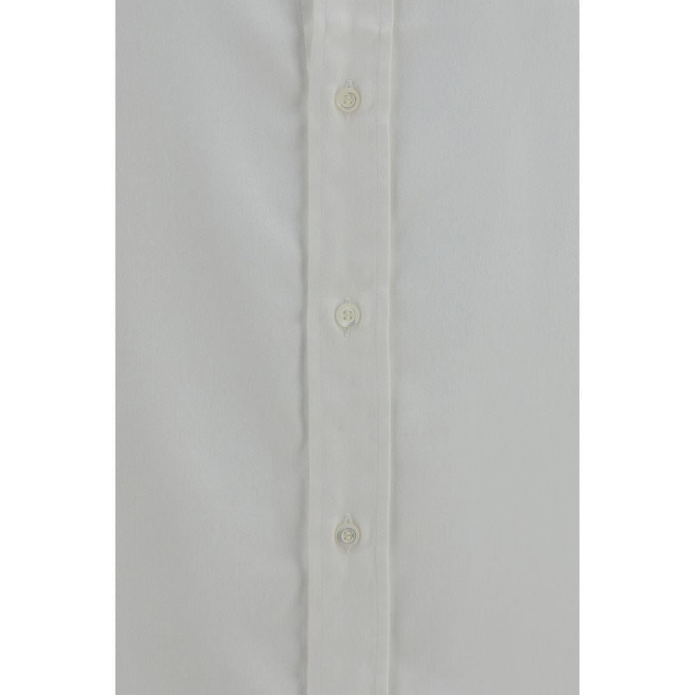 Dress Shirt by Brunello Cucinelli for men in lyocell & cotton white & patterned features an architectural silhouette with a refined and elegant for a architectural look.