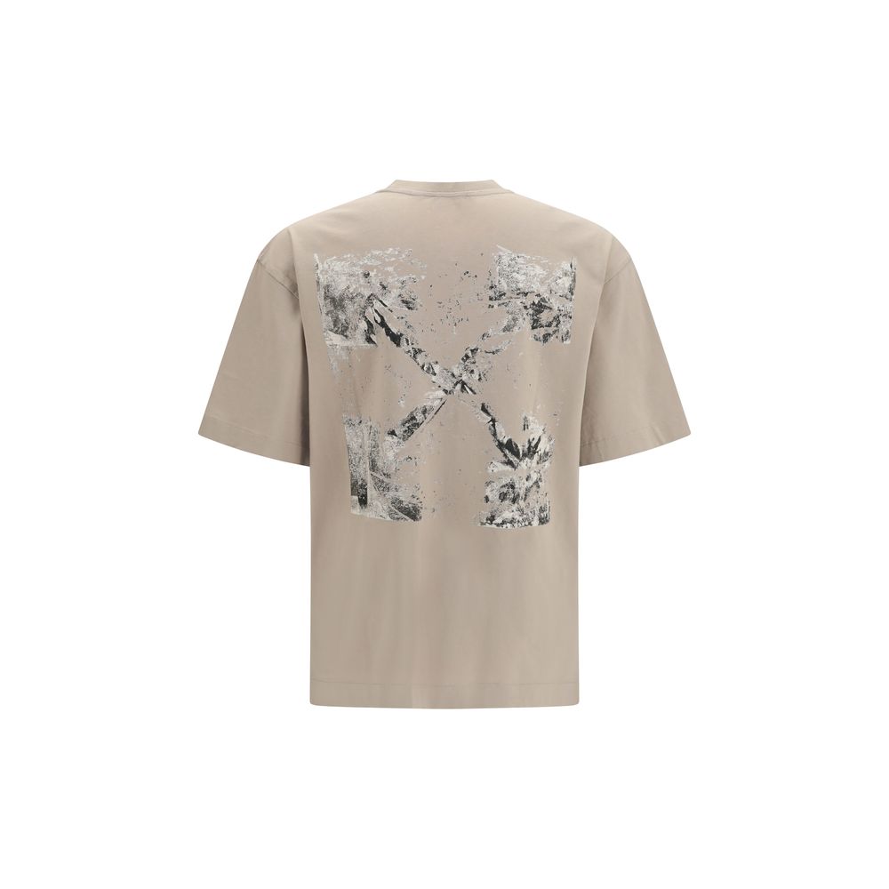 Activewear T-Shirt by Off-White for men in cotton beige, white & print features an athletic silhouette with sleeves and a crew neckline neckline, enhanced by high-performance .
