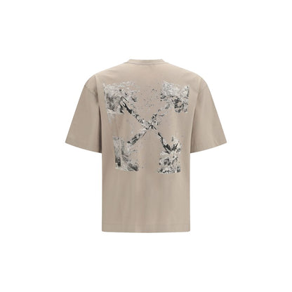 Activewear T-Shirt by Off-White for men in cotton beige, white & print features an athletic silhouette with sleeves and a crew neckline neckline, enhanced by high-performance .