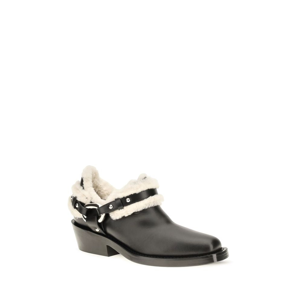 Ankle Biker Boots by Rabanne for women in bos taurus calf leather black features an high-performance silhouette, showcasing the sophisticated design of the Women's Bos Taurus Calf Leather Ankle Biker Boots with a and a refined .