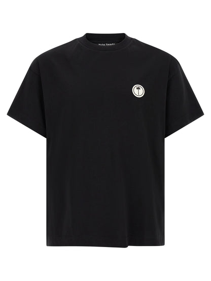 T-Shirt by Palm Angels for men in cotton black & multicolor showcases a fashionable silhouette, elegantly detailed with a fashionable and for a sophisticated, high-fashion look.
