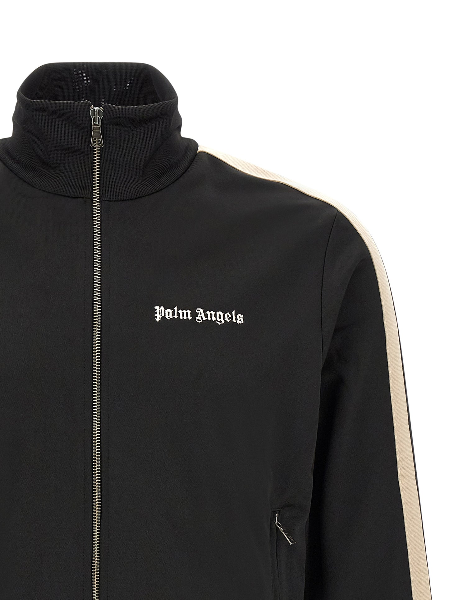 Sweatshirt by Palm Angels for men in polyester black features an exquisite silhouette, showcasing and high-collar neckline details for a exquisite look.