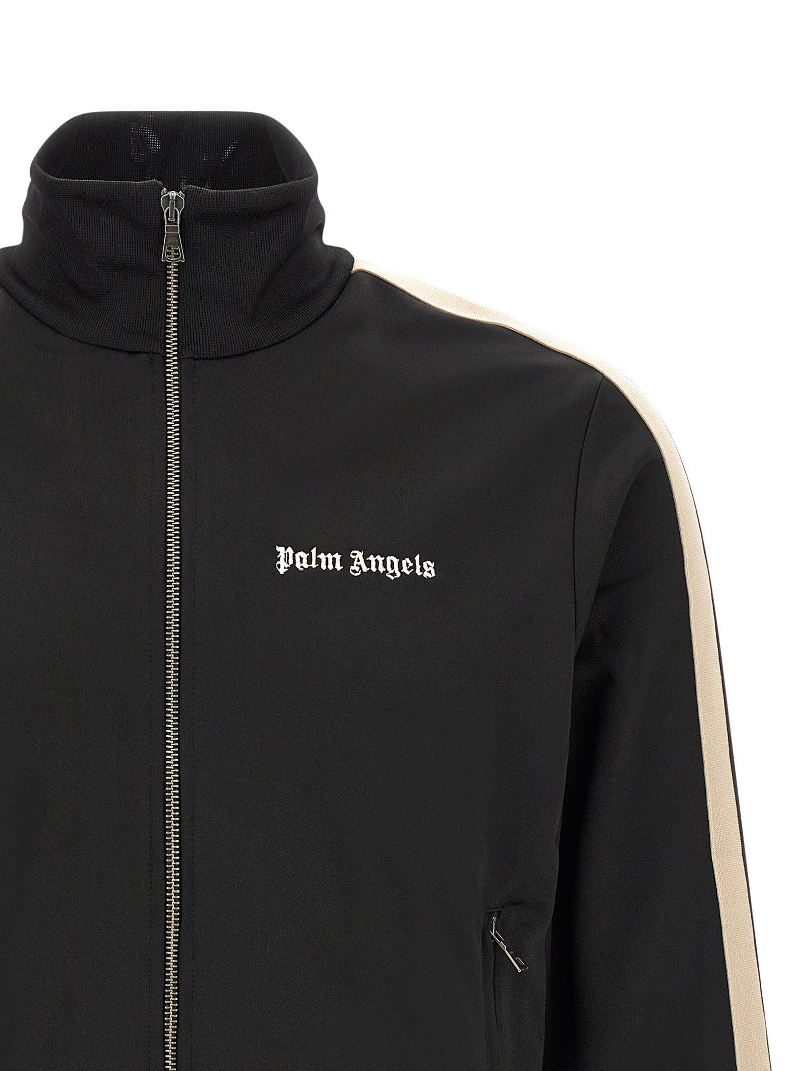 Sweatshirt by Palm Angels for men in polyester black features an exquisite silhouette, showcasing and high-collar neckline details for a exquisite look.