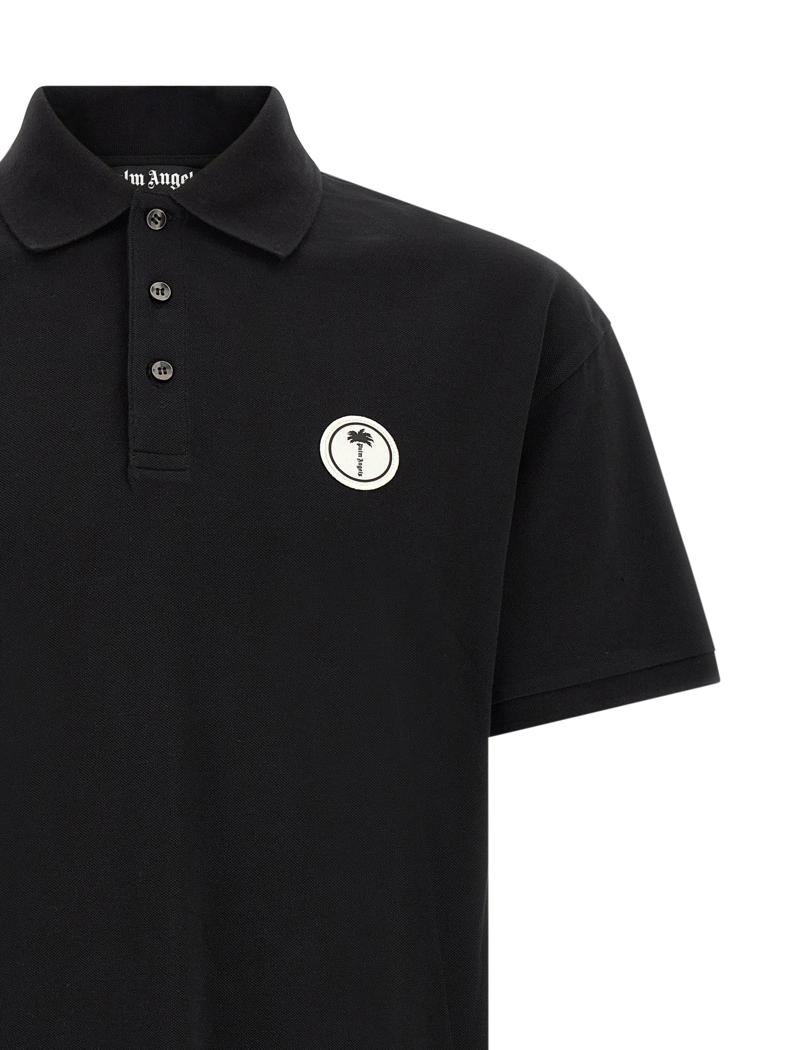 Polo Shirt by Palm Angels for men in cotton black presents a crisp silhouette, artfully detailed with a crisp and crisp .