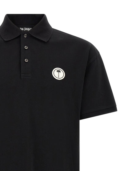 Polo Shirt by Palm Angels for men in cotton black presents a crisp silhouette, artfully detailed with a crisp and crisp .